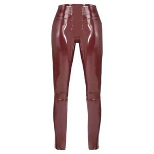 Spanx *NWT* Faux Patent Leather Leggings Ruby/Wine Size Medium High Rise